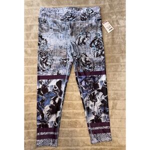 Evolution and Creation‎ Active Floral Print Leggings Yoga Athletic Snakeskin L